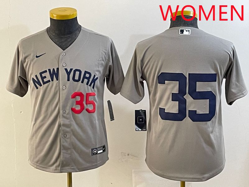 Women New York Yankees #35 No Name Grey Game 2025 Nike MLB Jersey style 5->women mlb jersey->Women Jersey